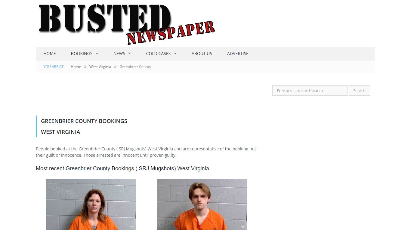 Greenbrier County, WV ( SRJ WV ) Mugshots - BUSTEDNEWSPAPER.COM