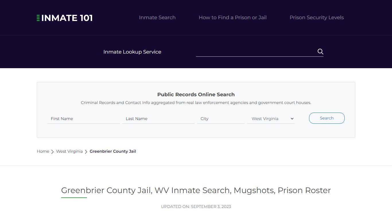 Greenbrier County Jail, WV Inmate Search, Mugshots, Prison Roster
