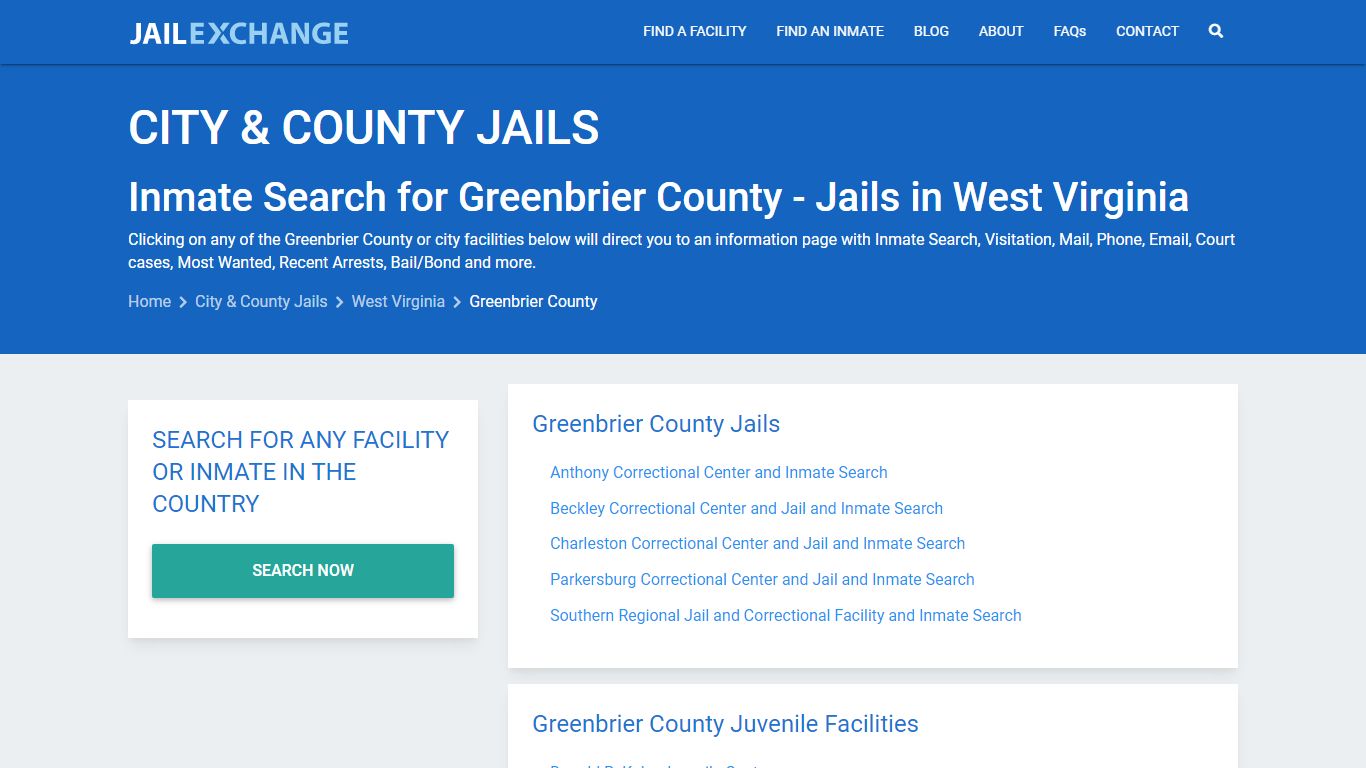 Inmate Search for Greenbrier County | Jails in West Virginia